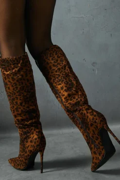 Knee High Boots*MissPap Leopard Print Knee High Boots brown