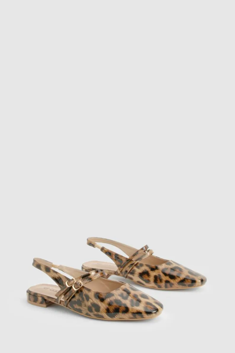 Ballet Flats|Flats*boohoo Print Patent Double Strap Mary Jane Ballets leopard