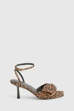 Heels*boohoo Print Satin Half Bow Heels leopard