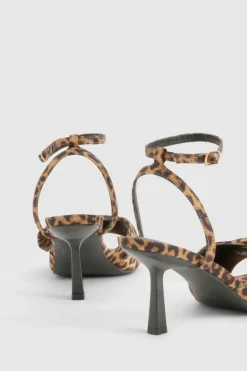 Heels*boohoo Print Satin Half Bow Heels leopard