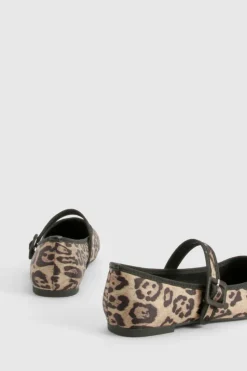 Ballet Flats|Flats*boohoo Round Toe Satin Ballet Flats leopard