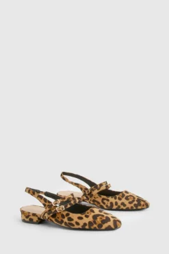 Ballet Flats|Flats*boohoo Slingback Flats with Double Strap leopard