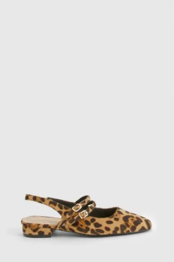 Ballet Flats|Flats*boohoo Slingback Flats with Double Strap leopard