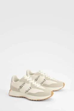Trainers*boohoo Leopard Stripe Trainers beige