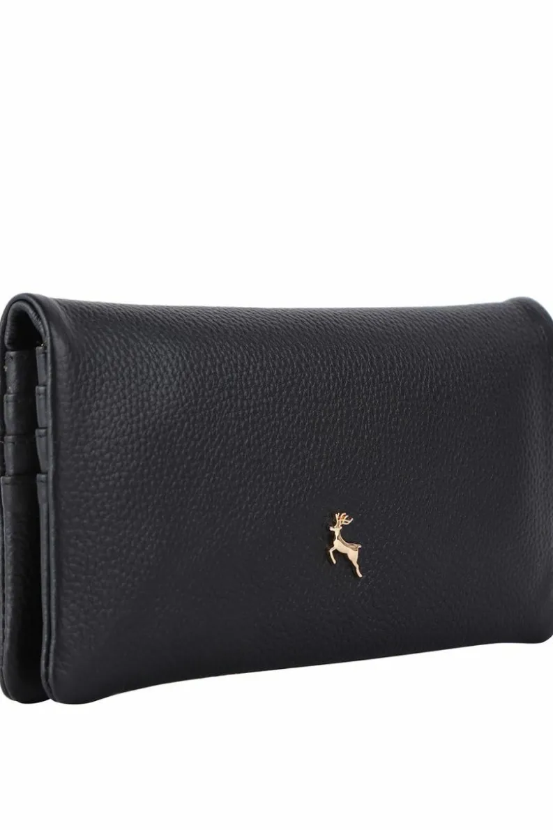Handbags*Ashwood Leather “Liberty” Large Real Leather Matinee Purse Black