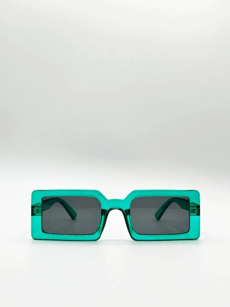 Sunglasses*SVNX Light Oversized Rectangle Plastic Frame Sunglasses Blue