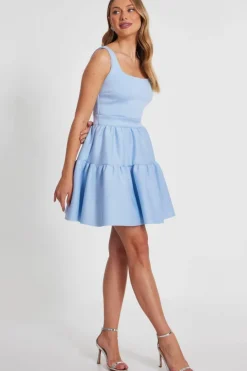 Skater Dresses*Quiz Tiered Skater Mini Dress Light Blue
