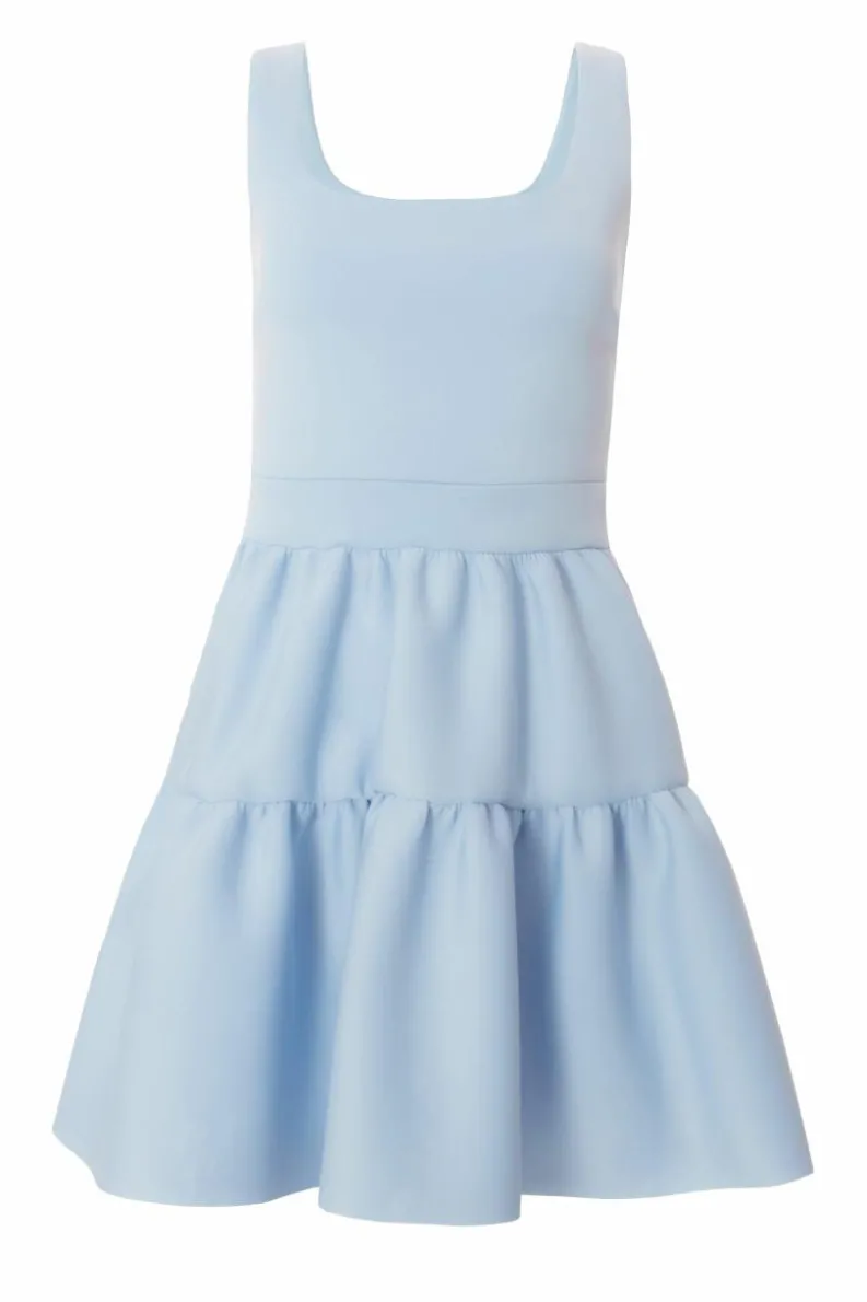 Skater Dresses*Quiz Tiered Skater Mini Dress Light Blue