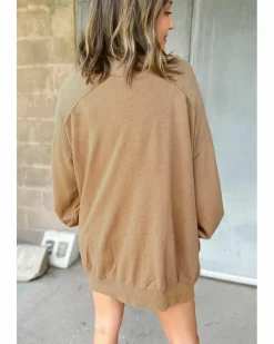 Cardigans*Azura Exchange Light French Beige Ribbed Edge Exposed Seam Knit Cardigan with Pockets Multi