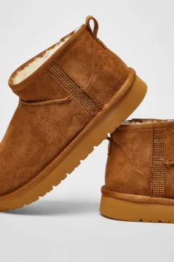 Ankle Boots*Quiz Faux Suede Diamante Ankle Boots Light Tan