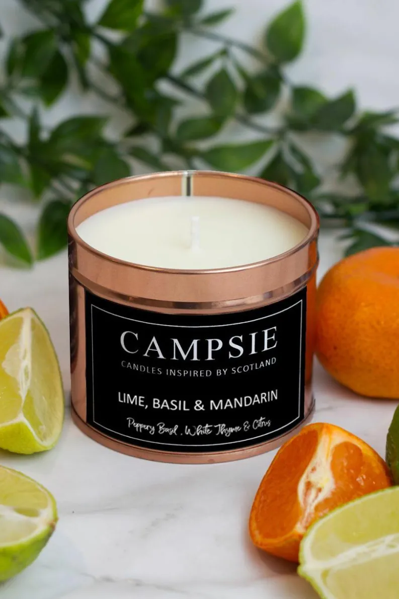 Candles & Diffusers|Candles*CAMPSIE Candles Lime, Basil & Mandarin Candle Tin Rose Gold