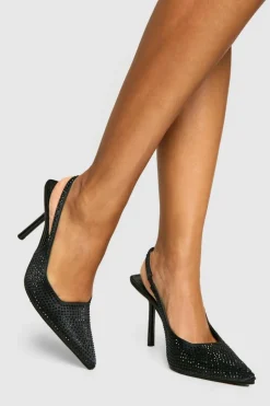 Heels*boohoo Limited Edition Embellished slingback court shoes black