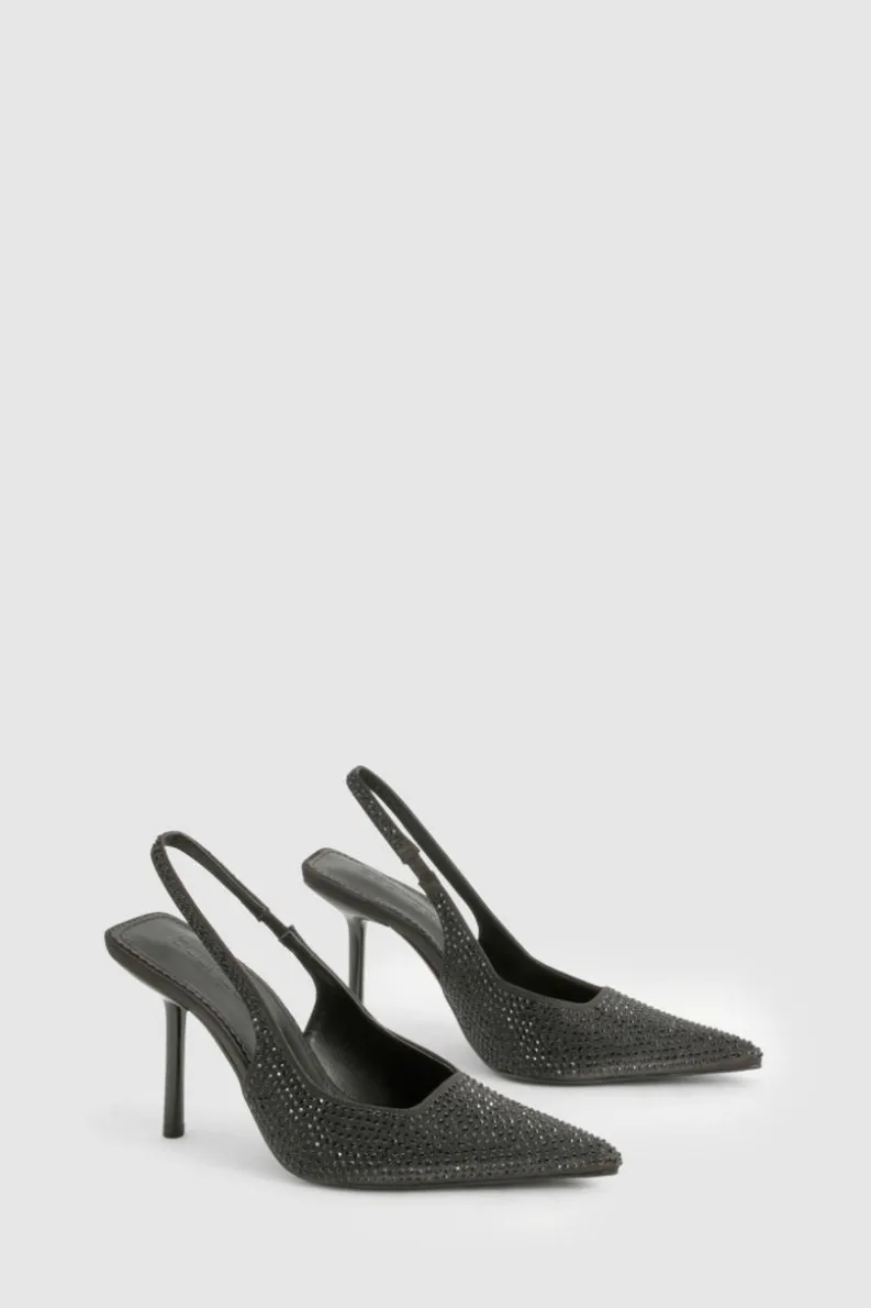 Heels*boohoo Limited Edition Embellished slingback court shoes black