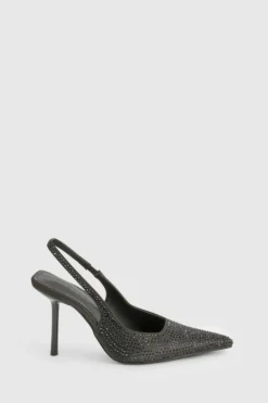 Heels*boohoo Limited Edition Embellished slingback court shoes black