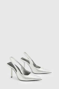 Heels*boohoo Limited Edition Embellished Slingback Court Shoes silver