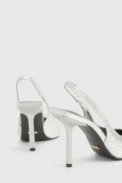 Heels*boohoo Limited Edition Embellished Slingback Court Shoes silver
