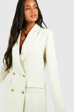 Blazer Dresses|Mini Dresses*boohoo Linen Look Double Breasted Oversized Blazer Dress stone