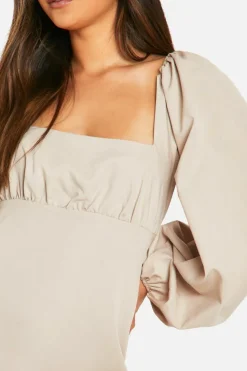 Smock Dresses*boohoo Long Puff Sleeve Mini Dress stone