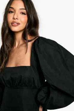 Smock Dresses|Mini Dresses*boohoo Long Puff Sleeve Mini Dress black