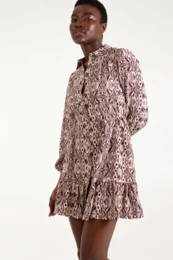 Shirt Dresses*Blue Vanilla Long Sleeve Mini Shirt Dress Chocolate