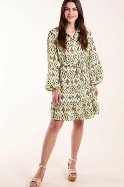 Shirt Dresses*Blue Vanilla Long Sleeve Mini Shirt Dress Green