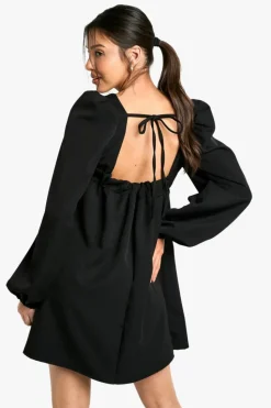 Smock Dresses*boohoo Long Sleeve Puff Sleeve Smock Dress black