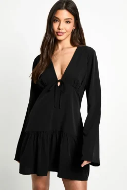 Smock Dresses|Mini Dresses*boohoo Long Sleeve Tiered Smock Dress black
