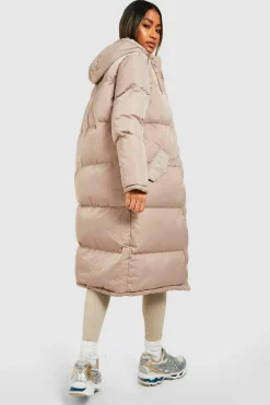 Up To 80% Off Winter Warmers|Puffer Jackets*boohoo Longline Puffer Jacket stone