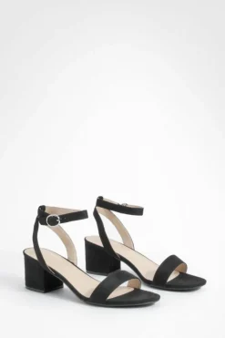 Heels*boohoo Low Block Barely There Heels black