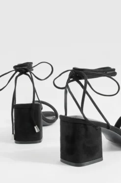 Heels*boohoo Low Block Wrap Up Heels black