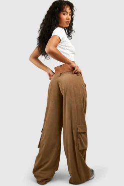 Up To 80% Off Winter Warmers*boohoo Low Rise Cord Cargo Jeans camel