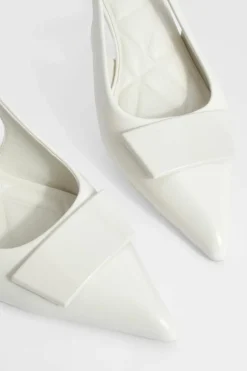 Heels*boohoo Low Slingback Point Heeled Courts white