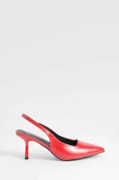 Heels*boohoo Low Stiletto Slingback Court Shoe red