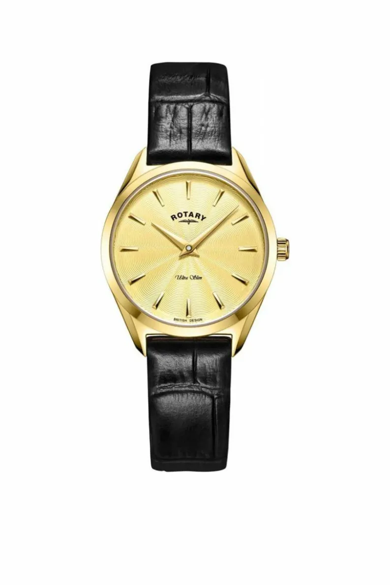 Watches*Rotary LS08013-03 Ultra Slim 27mm Quartz Watch Black