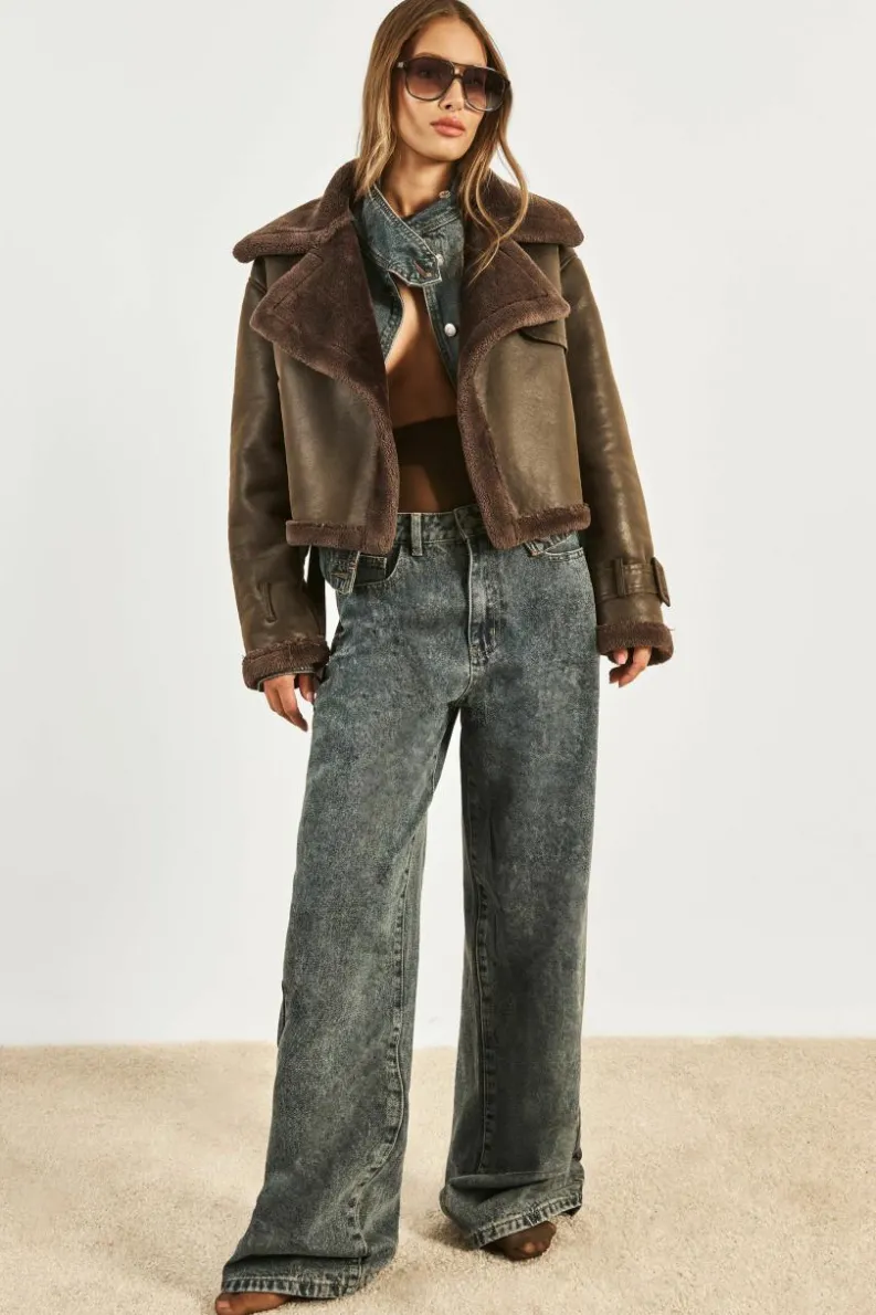 Up To 80% Off Winter Warmers|Aviator Jackets*boohoo Luxe Faux Fur Trim Belted Aviator chocolate