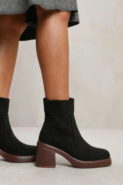 Chunky Boots|Heeled Boots*Where's That From Maddie' Ankle Boot With Side Zip And Chunky Heel Black