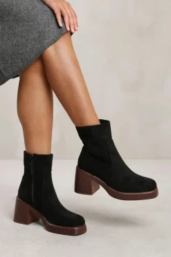 Chunky Boots|Heeled Boots*Where's That From Maddie' Ankle Boot With Side Zip And Chunky Heel Black