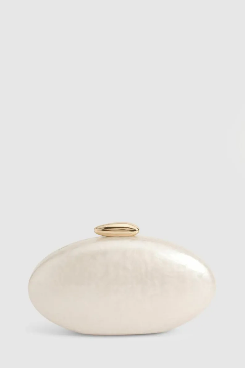Handbags|Clutch Bags*boohoo Marble Acrylic Oval Clutch Bag white