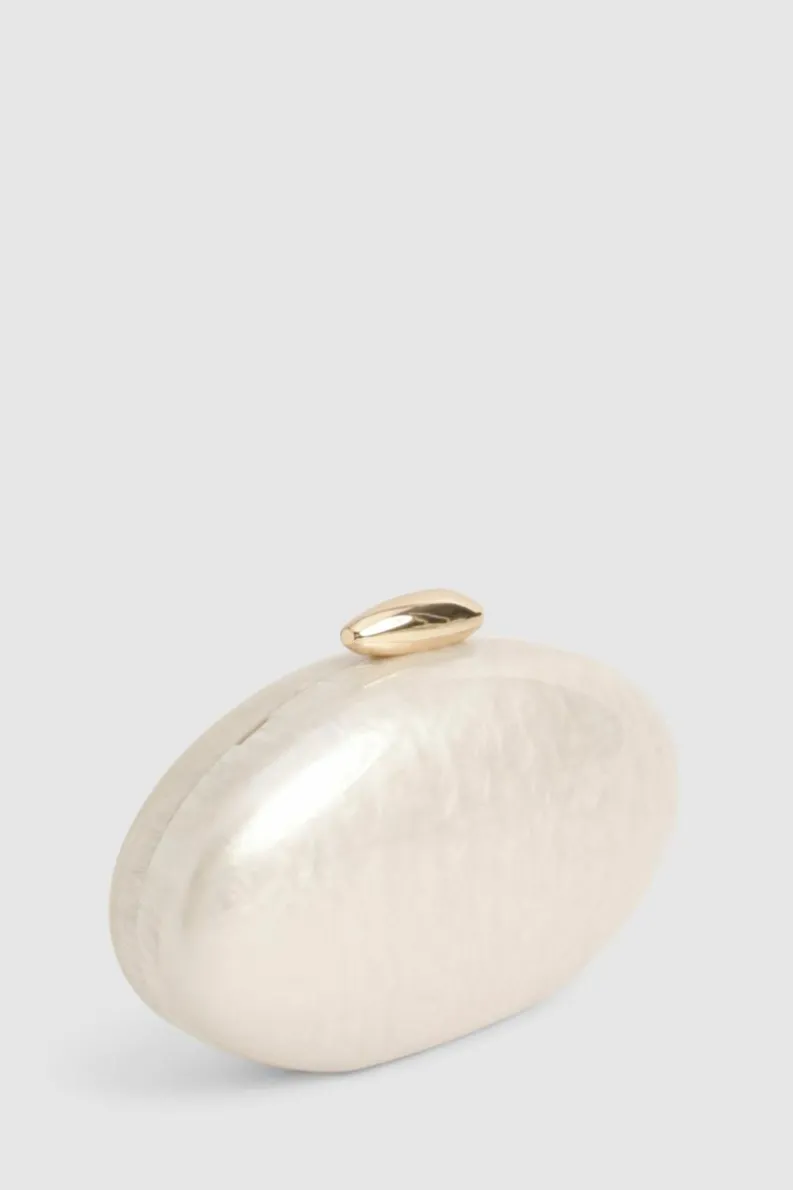 Handbags|Clutch Bags*boohoo Marble Acrylic Oval Clutch Bag white