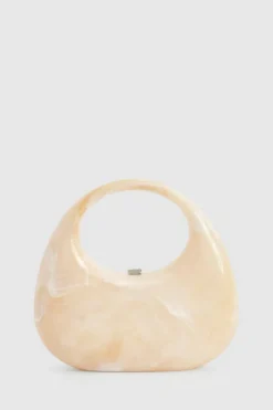 Handbags*boohoo Marble Acrylic Round Grab Bag cream