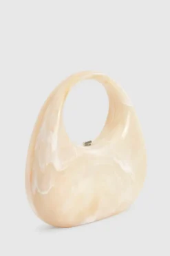Handbags*boohoo Marble Acrylic Round Grab Bag cream