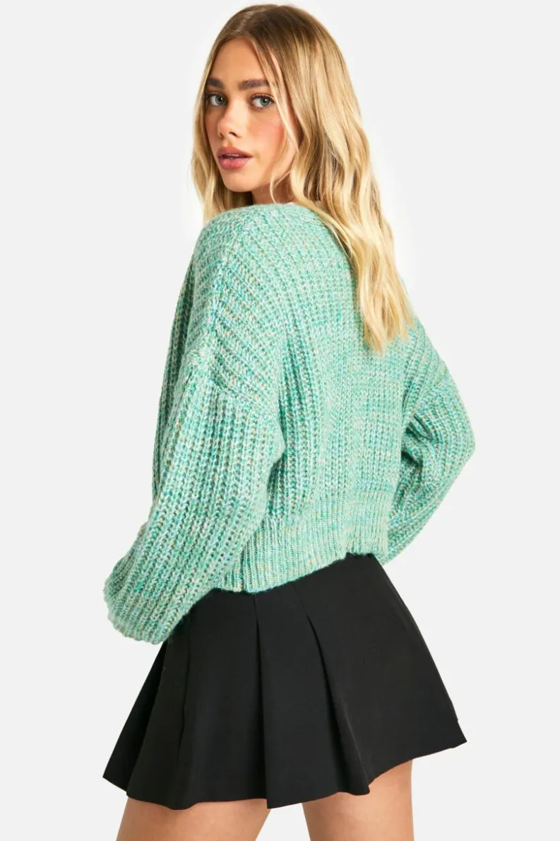 Cardigans|Knitwear*boohoo Marl Knitted Button Cardigan green