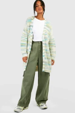 Cardigans*boohoo Marl Oversized Boyfriend Cardigan green