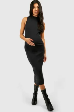 Bodycon Dresses|Dresses*boohoo Maternity Basic High Neck Racer Back Midaxi Dress black