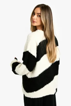 Jumpers|Jumpers & Cardigans*boohoo Maternity Borg Diagonal Stripe Slouchy Knitted Jumper black