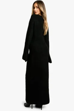 Maxi Dresses|Jumper Dresses*boohoo Maternity Borg Flare Sleeve Knitted Maxi Dress black