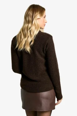 Jumpers|Knitwear*boohoo Maternity Boucle Knit Crew Neck Jumper chocolate