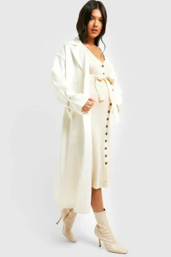 Midi Dresses|Jumper Dresses*boohoo Maternity Button Down Knitted Midi Dress oatmeal