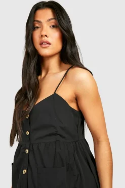 Skater Dresses*boohoo Maternity Button Front Pocket Skater Dress black