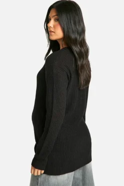 Jumpers|Up To 80% Off Winter Warmers*boohoo Maternity Crew Neck Jumper black